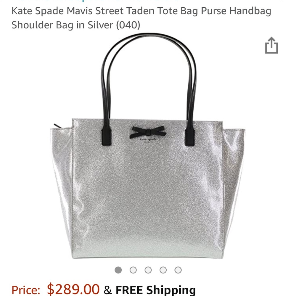 kate spade tote bag in silver NWT